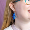 Double Frog Drop Earrings - Blue