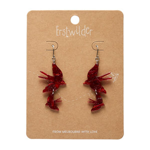 Double Swallow Drop Earrings - Red  -  Erstwilder Essentials  -  Quirky Resin and Enamel Accessories