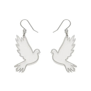 White Dove Drop Earrings - Silver  -  Erstwilder Essentials  -  Quirky Resin and Enamel Accessories