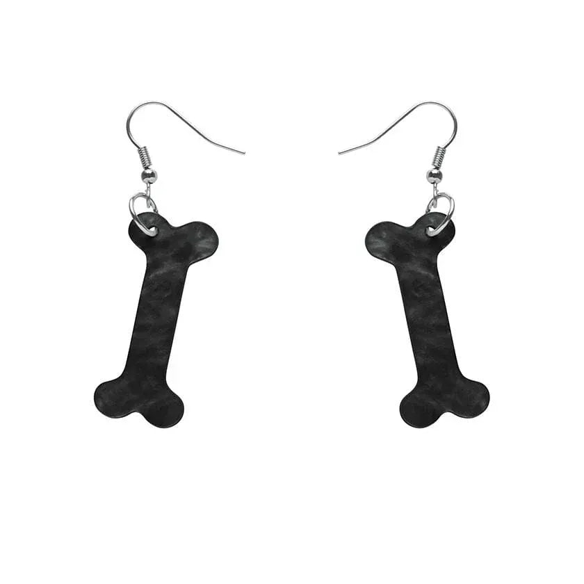 Bones Ripple Resin Drop Earrings - Black  -  Erstwilder Essentials  -  Quirky Resin and Enamel Accessories