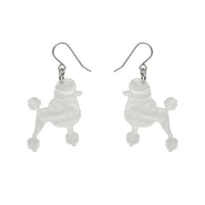 Poodle Ripple Hook Drop Earrings - White  -  Erstwilder Essentials  -  Quirky Resin and Enamel Accessories