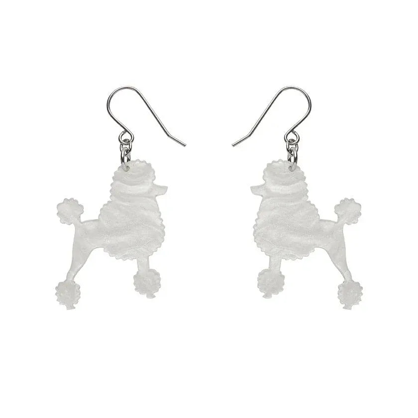 Poodle Ripple Hook Drop Earrings - White  -  Erstwilder Essentials  -  Quirky Resin and Enamel Accessories