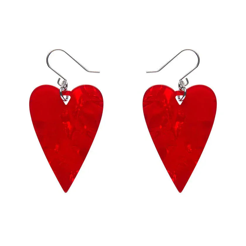 From the Heart Essential Drop Earrings - Red  -  Erstwilder Essentials  -  Quirky Resin and Enamel Accessories