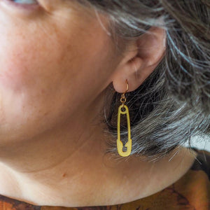 Safety Pin Drop Earrings - Gold  -  Erstwilder Essentials  -  Quirky Resin and Enamel Accessories