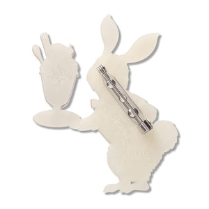 Rabbit Waiter Brooch  -  Erstwilder  -  Quirky Resin and Enamel Accessories