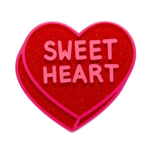 Candy Heart Simplified Mini Brooch – Red  -  Erstwilder Simplified  -  Quirky Resin and Enamel Accessories
