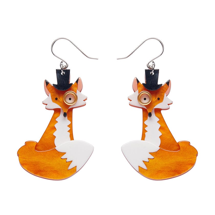 Felix the Fox Drop Earrings (IMPERFECT)  -  Erstwilder  -  Quirky Resin and Enamel Accessories