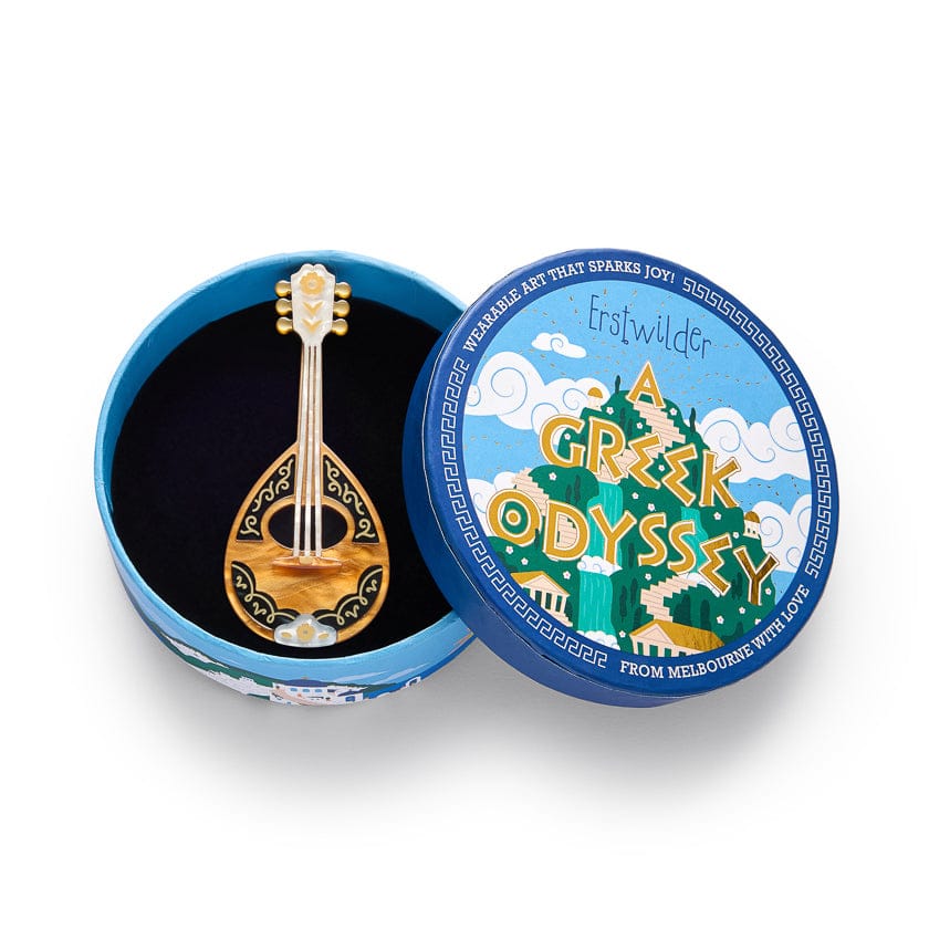 Play Bouzouki Brooch  -  Erstwilder  -  Quirky Resin and Enamel Accessories