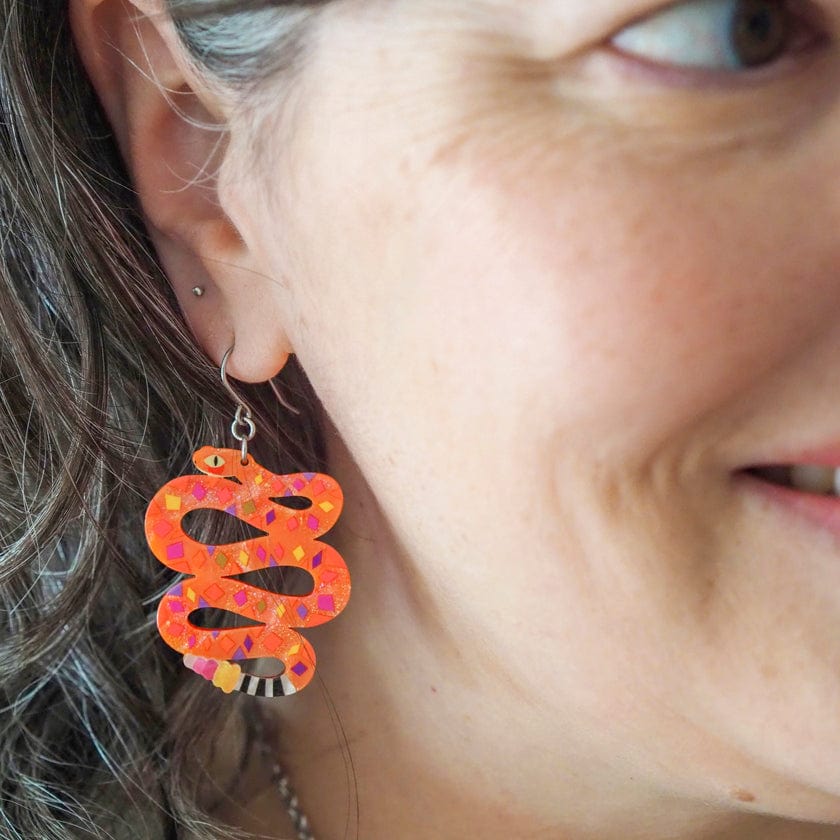 The Rowdy Rattlesnake Drop Earrings  -  Erstwilder  -  Quirky Resin and Enamel Accessories