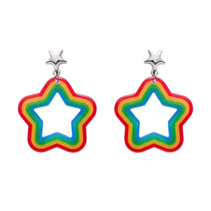 Star Rainbow Stud Drop Earrings  -  Erstwilder Essentials  -  Quirky Resin and Enamel Accessories