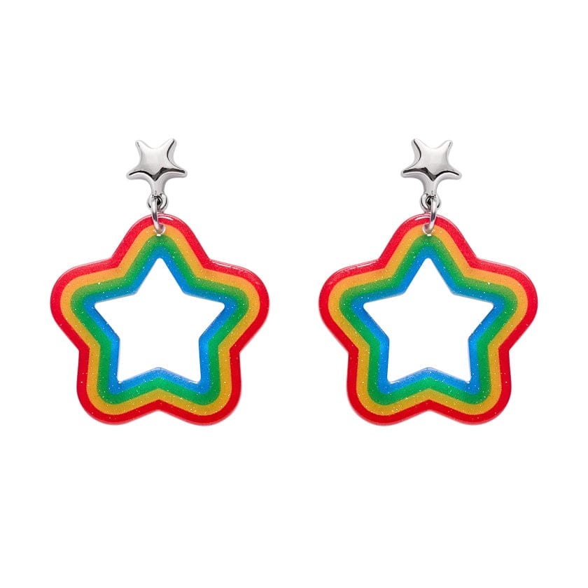 Star Rainbow Stud Drop Earrings  -  Erstwilder Essentials  -  Quirky Resin and Enamel Accessories