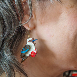 Kip the Kookaburra Drop Earrings  -  Erstwilder  -  Quirky Resin and Enamel Accessories