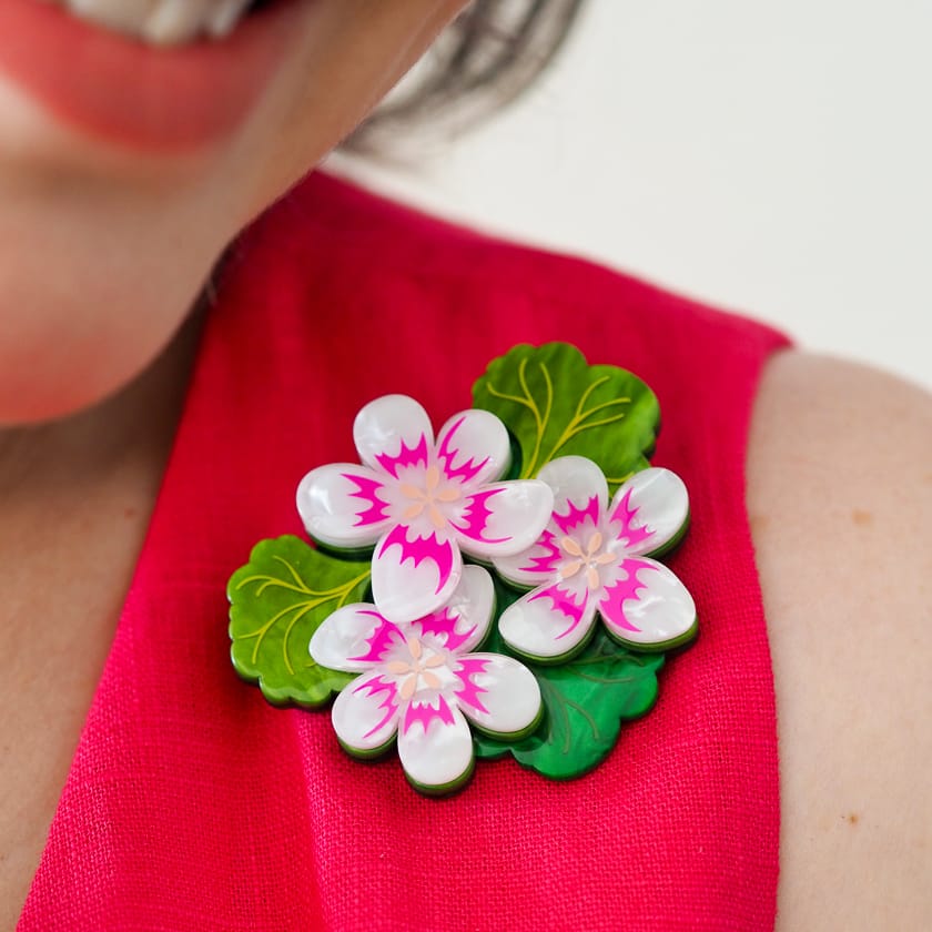 Austral Stork's-Bill Brooch  -  Erstwilder  -  Quirky Resin and Enamel Accessories