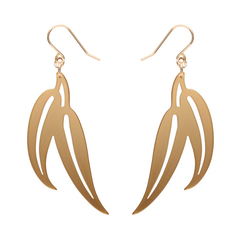 Gum Leaf Drop Earrings - Gold  -  Erstwilder Essentials  -  Quirky Resin and Enamel Accessories