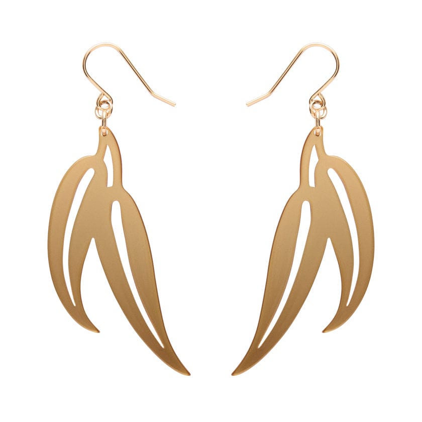 Gum Leaf Drop Earrings - Gold  -  Erstwilder Essentials  -  Quirky Resin and Enamel Accessories