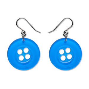 Button Drop Earrings - Blue  -  Erstwilder Essentials  -  Quirky Resin and Enamel Accessories