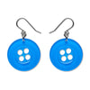Button Drop Earrings - Blue