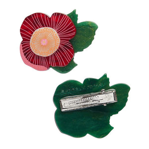 Pretty Poppies Hair Clips Set - 2 Piece  -  Erstwilder  -  Quirky Resin and Enamel Accessories