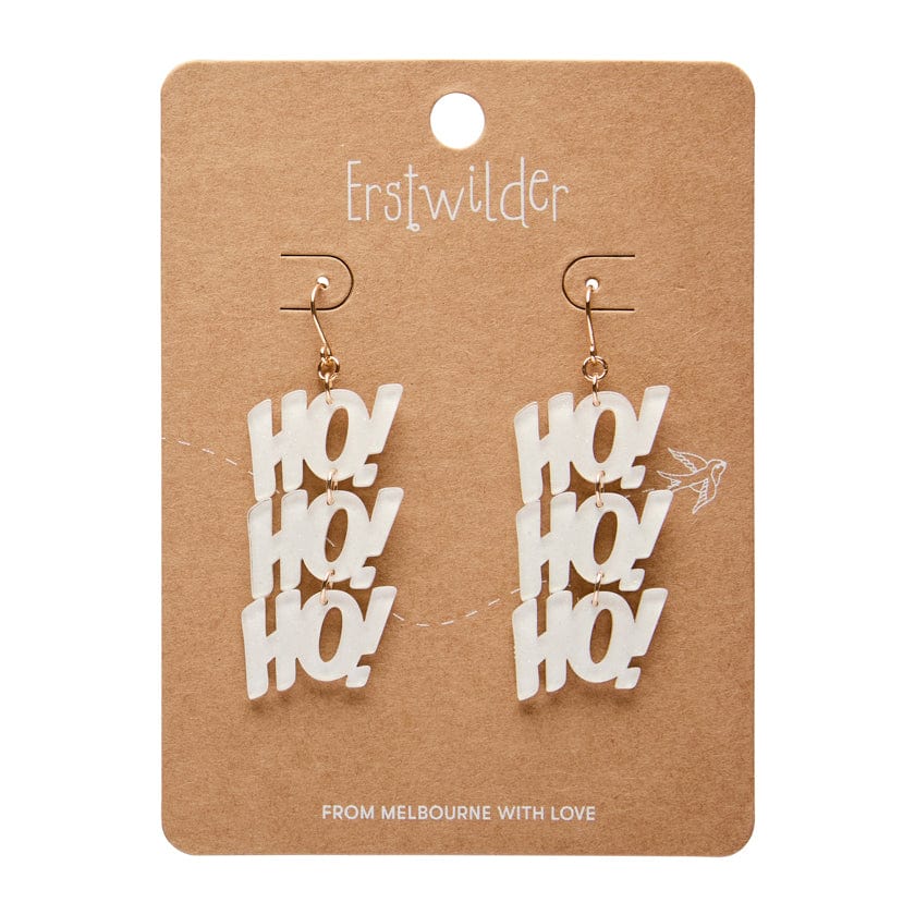 Ho, Ho, Ho Drop Earrings - White  -  Erstwilder Essentials  -  Quirky Resin and Enamel Accessories