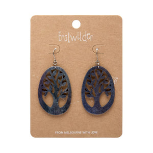Tree Drop Earrings – Navy  -  Erstwilder Essentials  -  Quirky Resin and Enamel Accessories