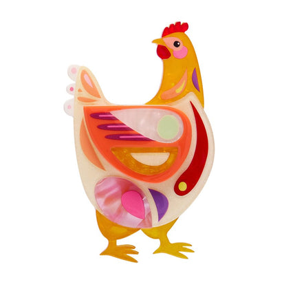 Bessie the Chicken Brooch  -  Erstwilder  -  Quirky Resin and Enamel Accessories