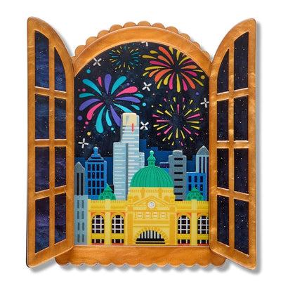 Fireworks Far & Wide Brooch  -  Erstwilder  -  Quirky Resin and Enamel Accessories