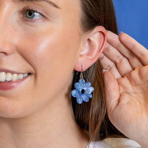 Flower Drop Earrings – Blue  -  Erstwilder Essentials  -  Quirky Resin and Enamel Accessories