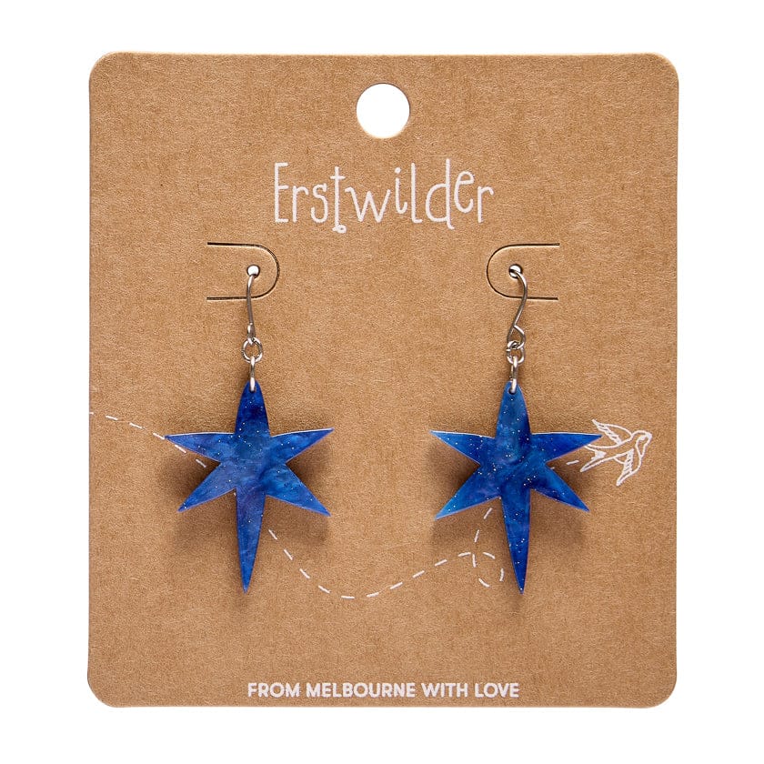 North Star Drop Earrings - Blue  -  Erstwilder Essentials  -  Quirky Resin and Enamel Accessories