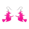 Flying Witch Drop Earrings - Pink