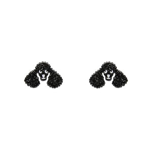 Poodle Glitter Stud Earrings - Black  -  Erstwilder Essentials  -  Quirky Resin and Enamel Accessories