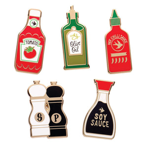 Condiments Enamel Pin Pack - 5 Piece  -  Erstwilder  -  Quirky Resin and Enamel Accessories