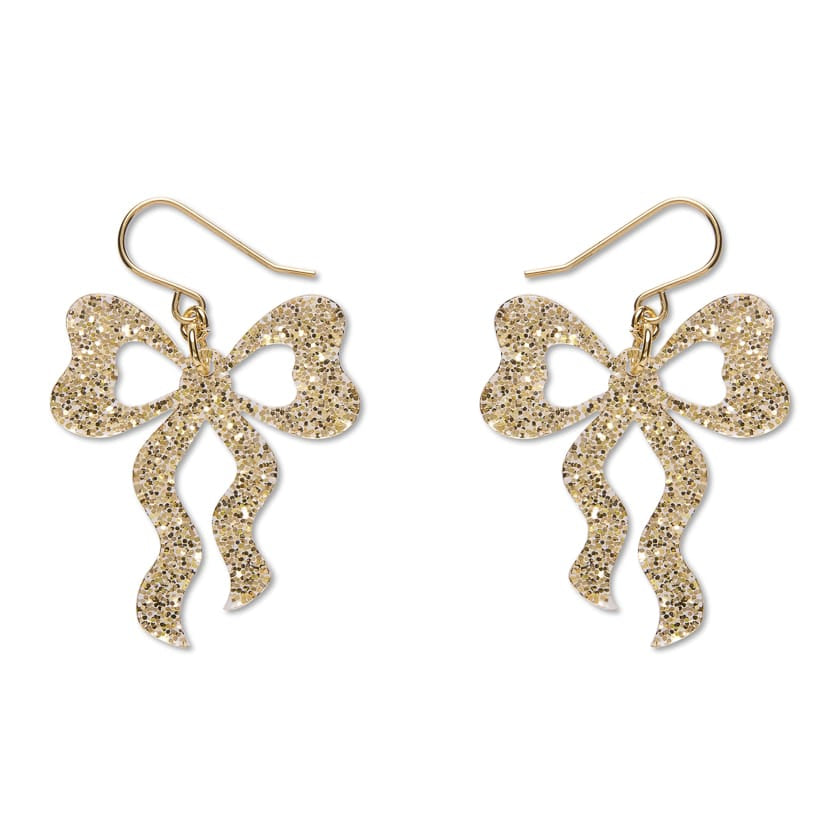 Bows Drop Earrings – Gold  -  Erstwilder Essentials  -  Quirky Resin and Enamel Accessories