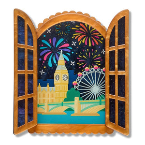 Fireworks Far & Wide Brooch  -  Erstwilder  -  Quirky Resin and Enamel Accessories