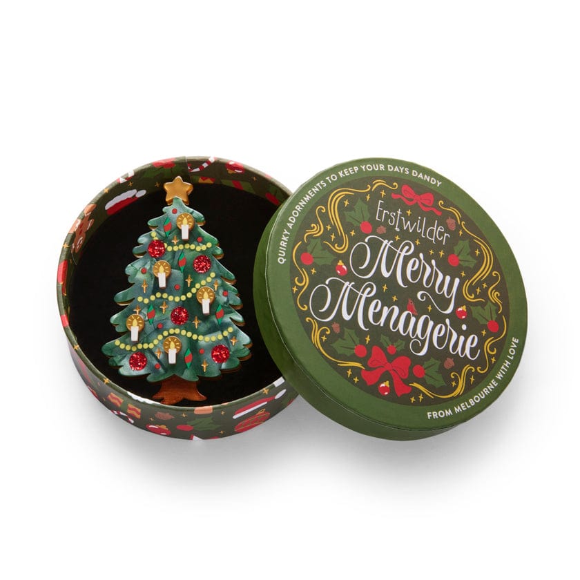 Christmas Tree Centre-Piece Brooch  -  Erstwilder  -  Quirky Resin and Enamel Accessories