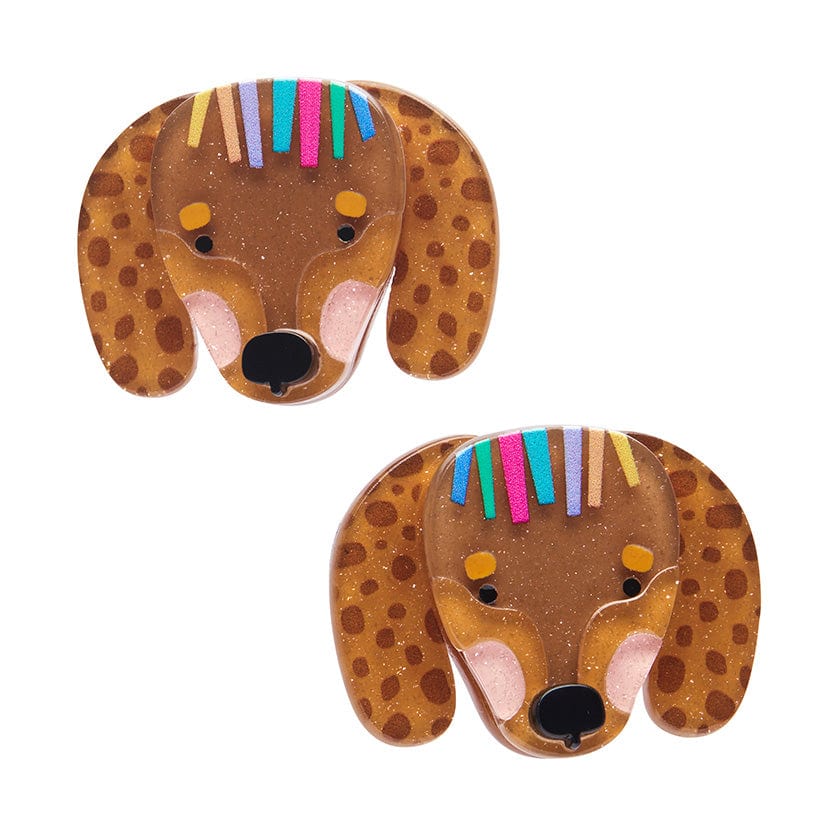 Darcy The Dachshund Hair Clips Set - 2 Piece  -  Erstwilder  -  Quirky Resin and Enamel Accessories