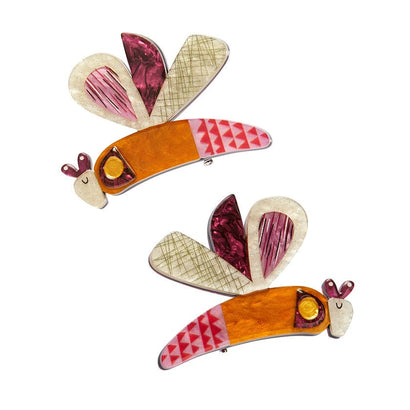 A Dragonfly Named Buzz Hair Clips Set - 2 Piece  -  Erstwilder  -  Quirky Resin and Enamel Accessories