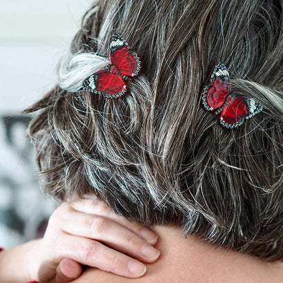 Wings Laced in Red Hair Clips Set - 2 Piece  -  Erstwilder  -  Quirky Resin and Enamel Accessories