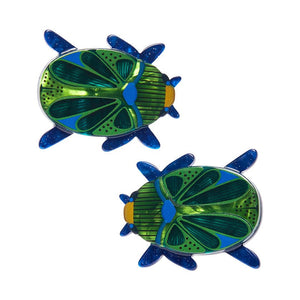 Luck of the Beetle Hair Clips Set - 2 Piece  -  Erstwilder  -  Quirky Resin and Enamel Accessories