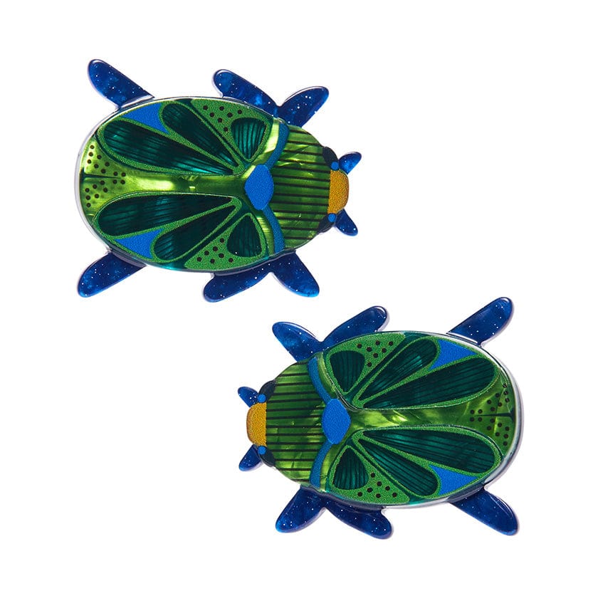 Luck of the Beetle Hair Clips Set - 2 Piece  -  Erstwilder  -  Quirky Resin and Enamel Accessories