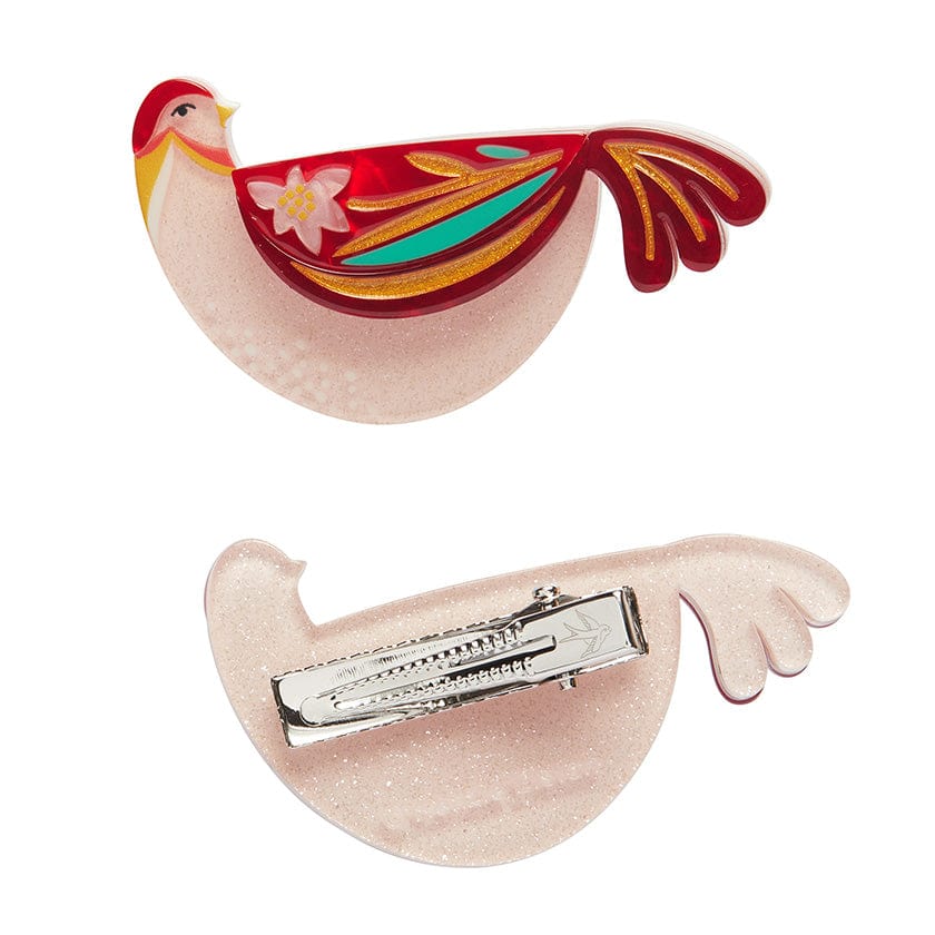 Partridge Perfection Hair Clips Set - 2 Piece  -  Erstwilder  -  Quirky Resin and Enamel Accessories