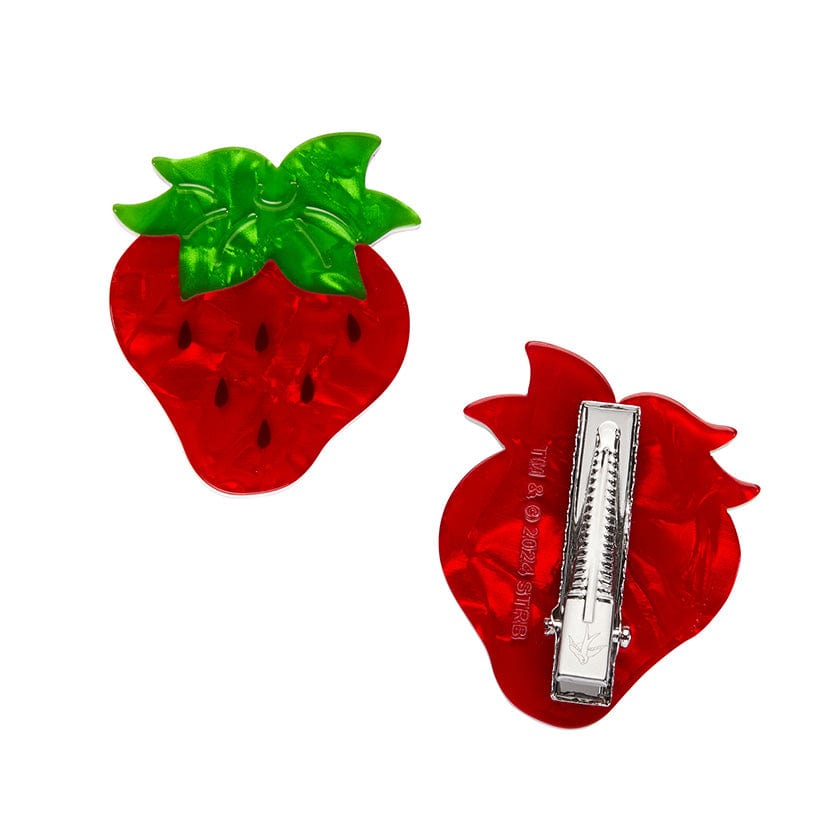 Darling Strawberry Hair Clips Set - 2 Piece  -  Erstwilder  -  Quirky Resin and Enamel Accessories