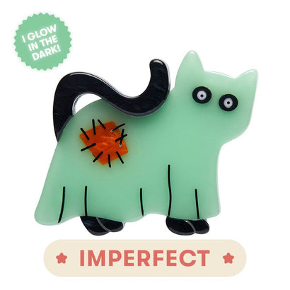 A Most Ghostly Kitty Brooch (IMPERFECT)  -  Erstwilder  -  Quirky Resin and Enamel Accessories