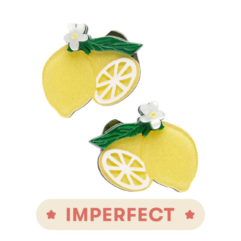 Lemon Drop Hair Clips Set - 2 Piece (IMPERFECT)  -  Erstwilder  -  Quirky Resin and Enamel Accessories