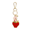 Sitting on a Strawberry Enamel Key Ring