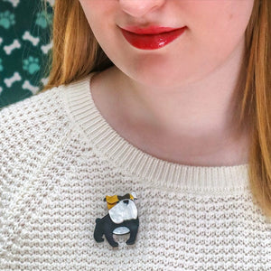 Boof Bulldog Mini Brooch  -  Erstwilder  -  Quirky Resin and Enamel Accessories