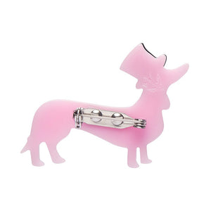 Dapper Dachsund Mini Brooch  -  Erstwilder  -  Quirky Resin and Enamel Accessories