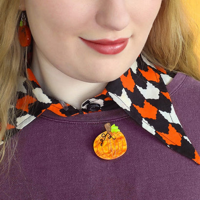 Midnight Magic Pumpkin Mini Brooch  -  Erstwilder  -  Quirky Resin and Enamel Accessories