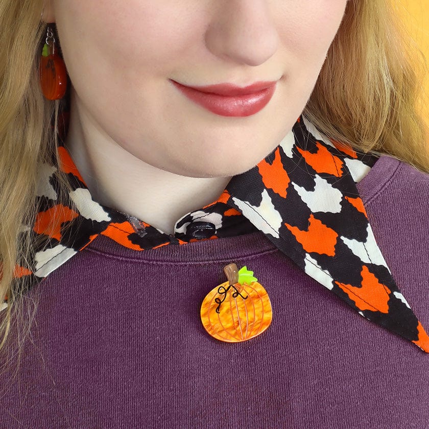 Midnight Magic Pumpkin Mini Brooch  -  Erstwilder  -  Quirky Resin and Enamel Accessories