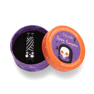 Halloween Hang-up Bat Mini Brooch  -  Erstwilder  -  Quirky Resin and Enamel Accessories