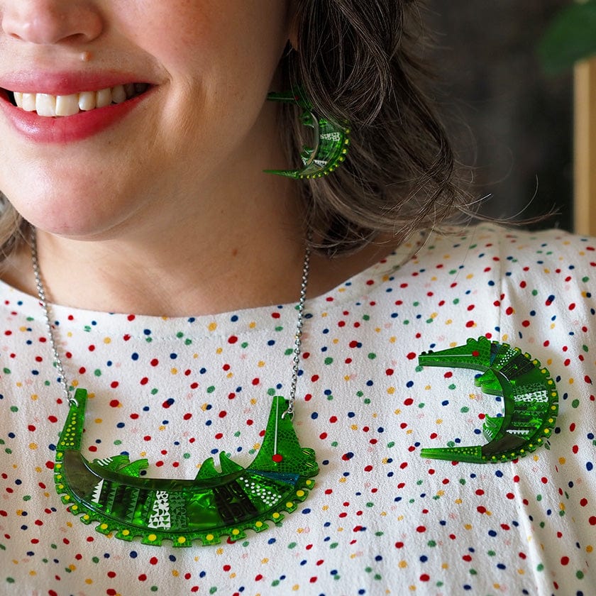 A Crocodile Named Growl Necklace  -  Erstwilder  -  Quirky Resin and Enamel Accessories